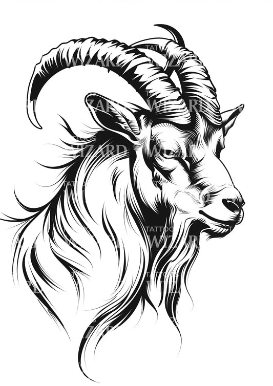 Minimalist Goat Year Tattoo Design