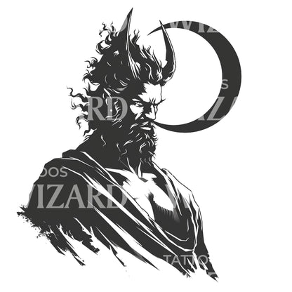 Minimalist Hades and Moonlight Tattoo Design