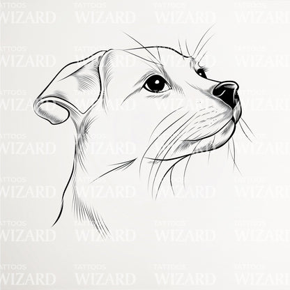 Ideia de Tatuagem Minimalista de Contorno de Cachorro Labrador