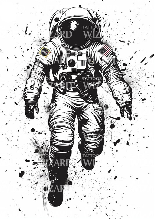 Minimalist Lonely Astronaut Tattoo Idea