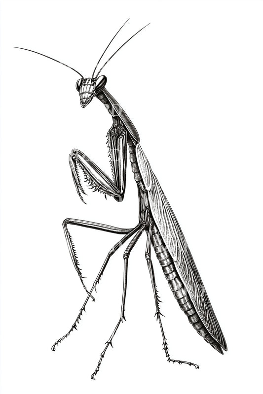 Minimalist Mantis Line Tattoo Design