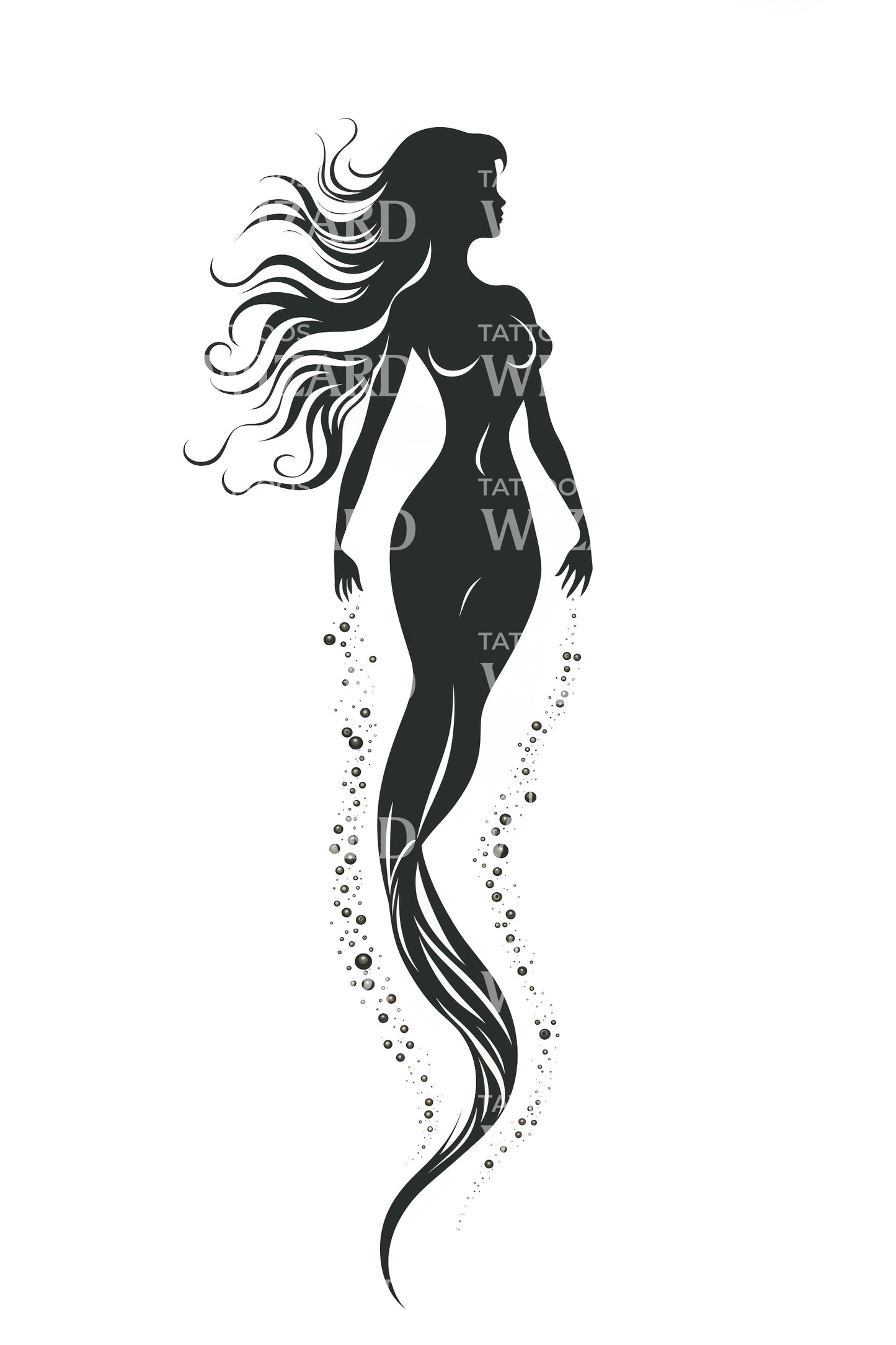 Minimalist Mermaid Tattoo Design