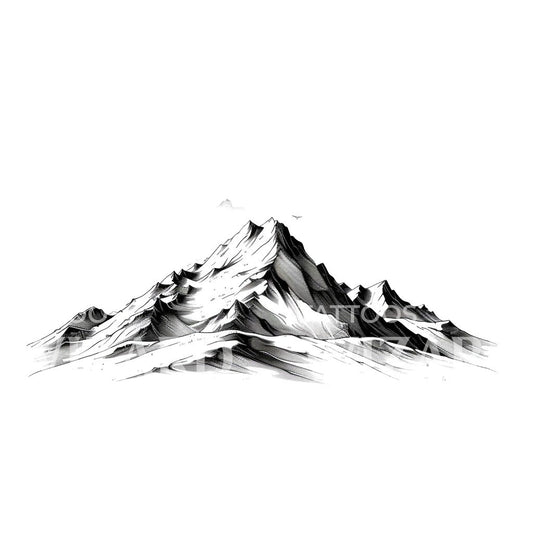 Conception de tatouage de montagne minimaliste