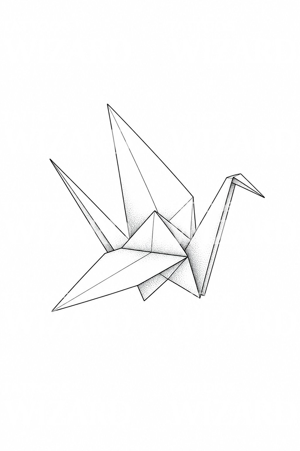 Design di tatuaggio minimalista con gru origami