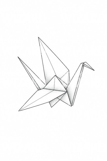 Design di tatuaggio minimalista con gru origami