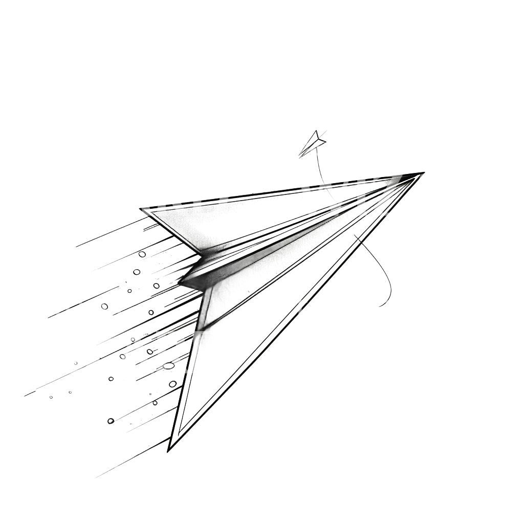 Minimalist Paper Plane in Flight Tattoo Design