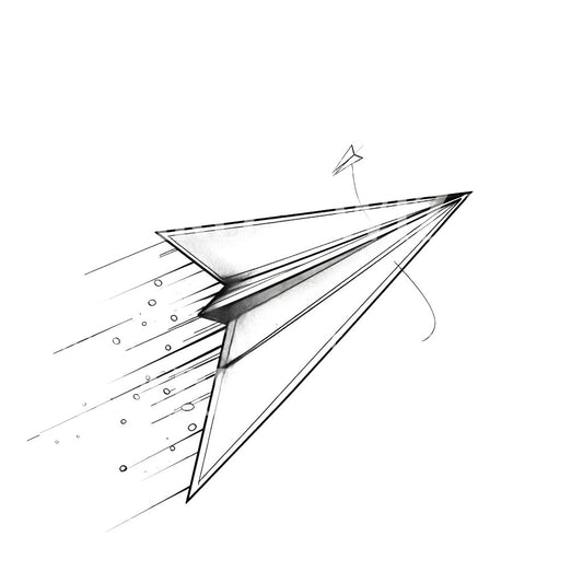 Minimalist Paper Plane in Flight Tattoo Design