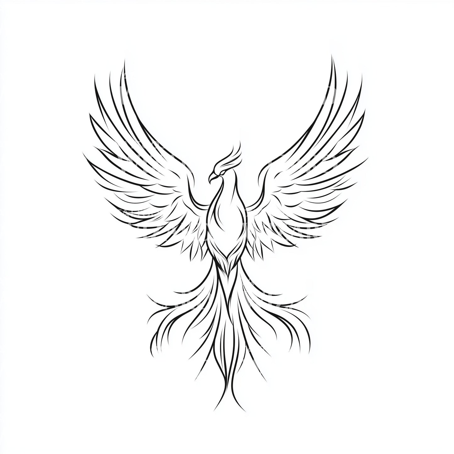 Minimalist Phoenix Silhouette Tattoo Idea