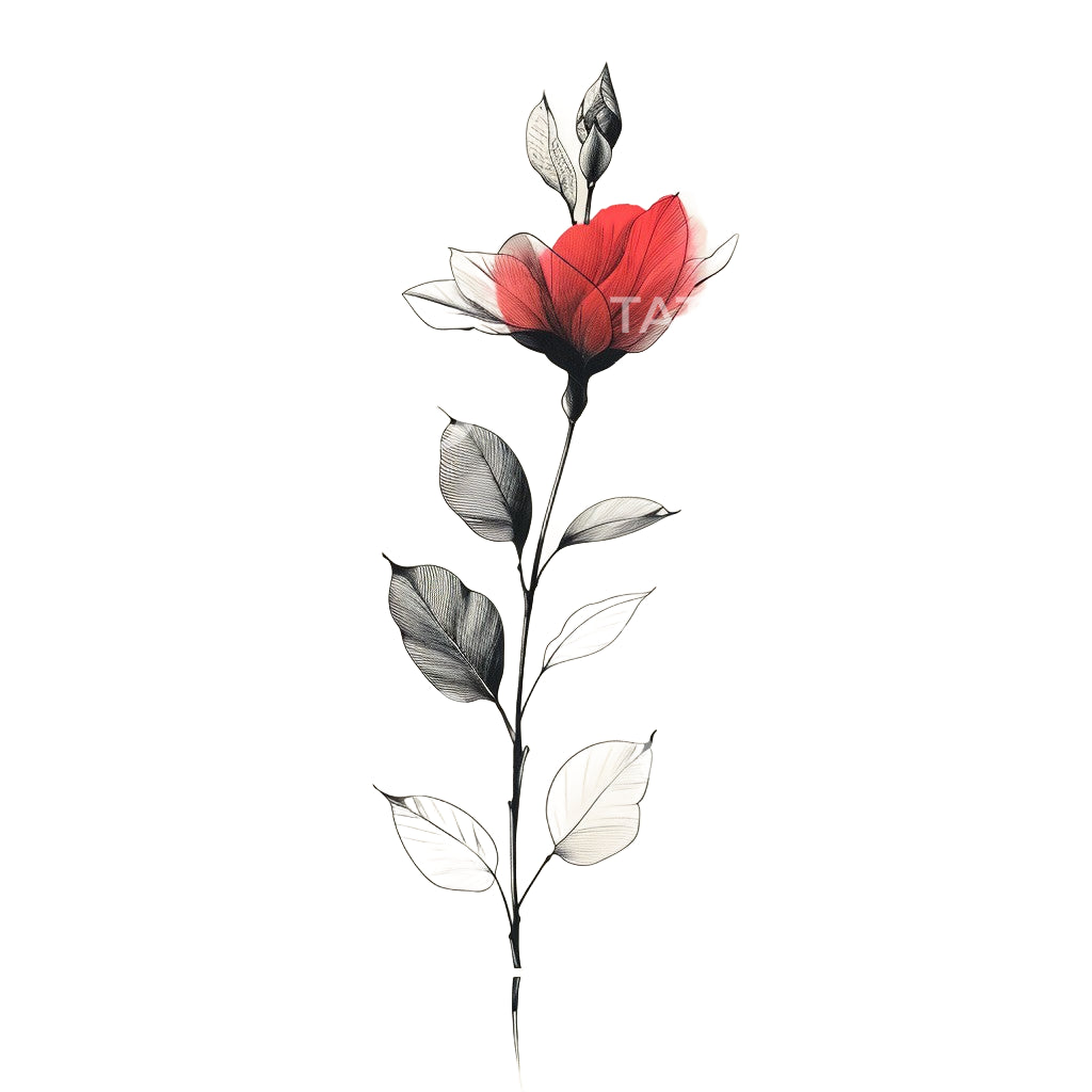 Une conception minimaliste de tatouage de fleur de pavot
