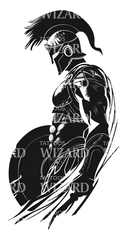 Minimalist Spartan Warrior Tattoo Design