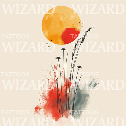 Minimalist Summer Colorful Tattoo Design