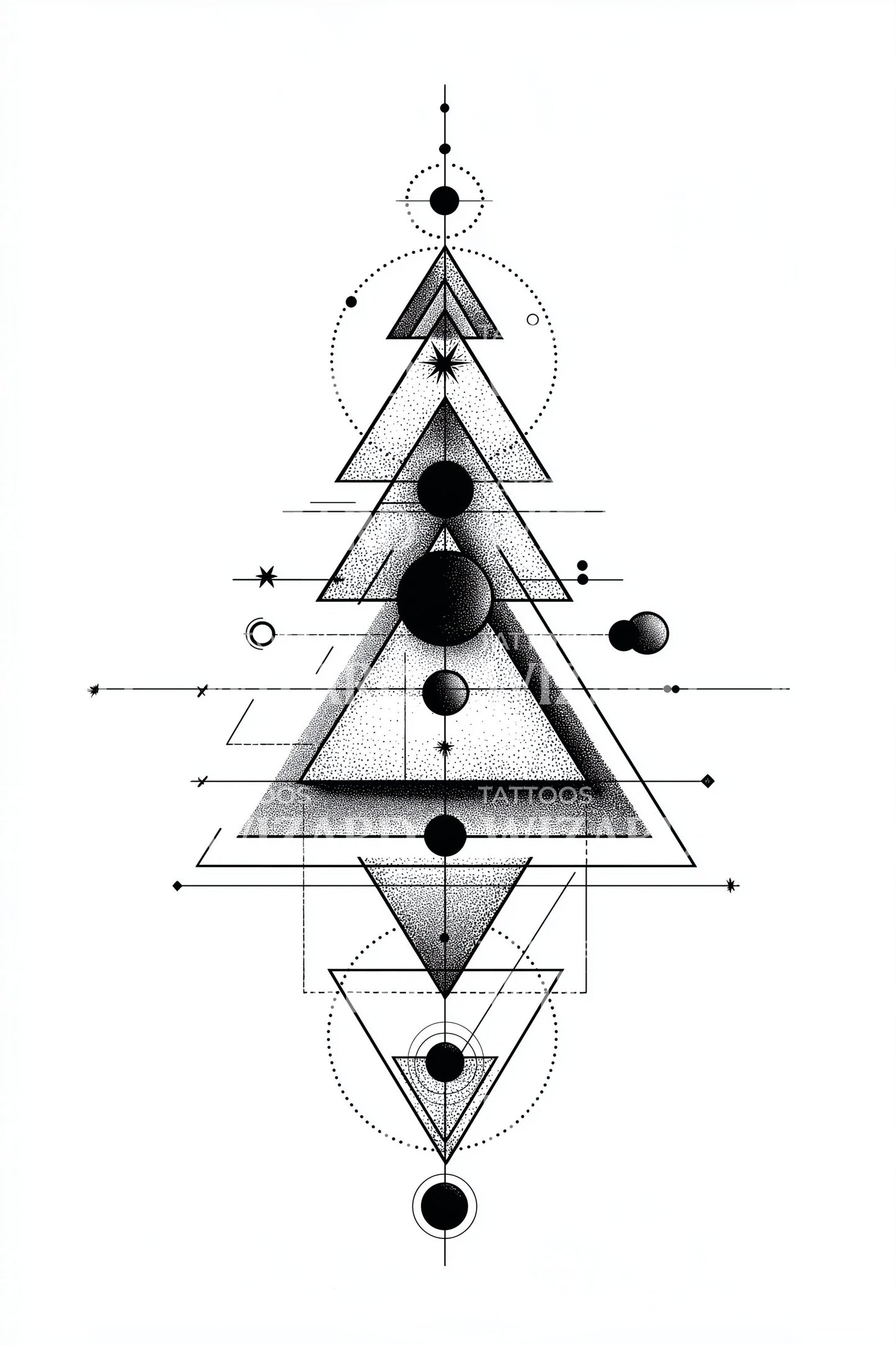 Minimalist Triangle Tree Tattoo Design