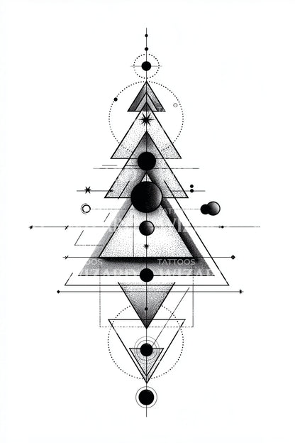 Minimalist Triangle Tree Tattoo Design