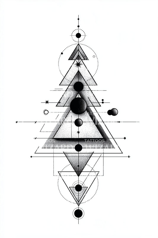 Minimalist Triangle Tree Tattoo Design
