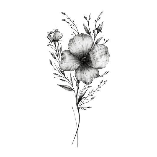 Ein minimalistisches Wildblumen-Tattoo-Design
