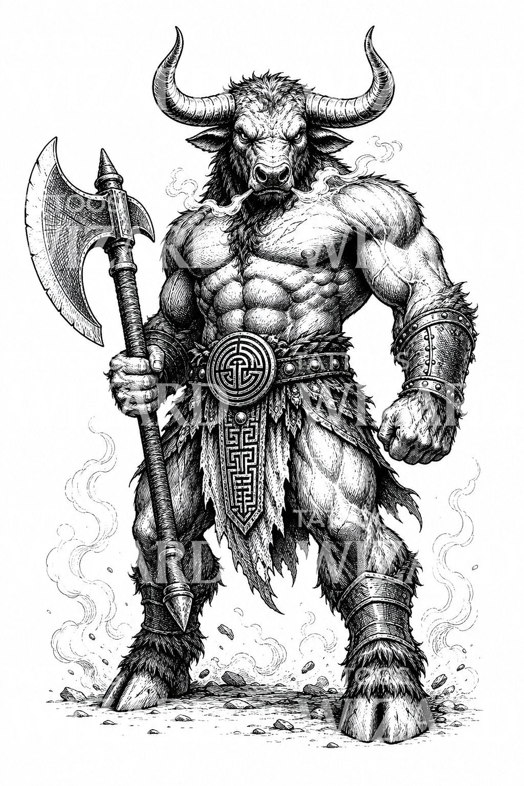 弥诺陶洛斯战士纹身插画