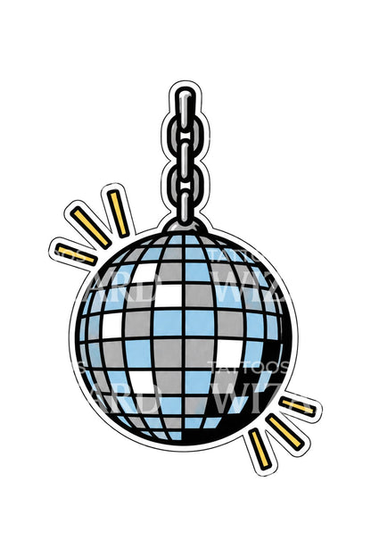 Idea per tatuaggio di palla da discoteca con catena