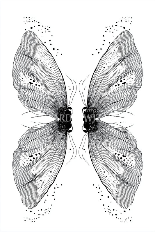Mirrored Glasswing Butterfly Tattoo Design