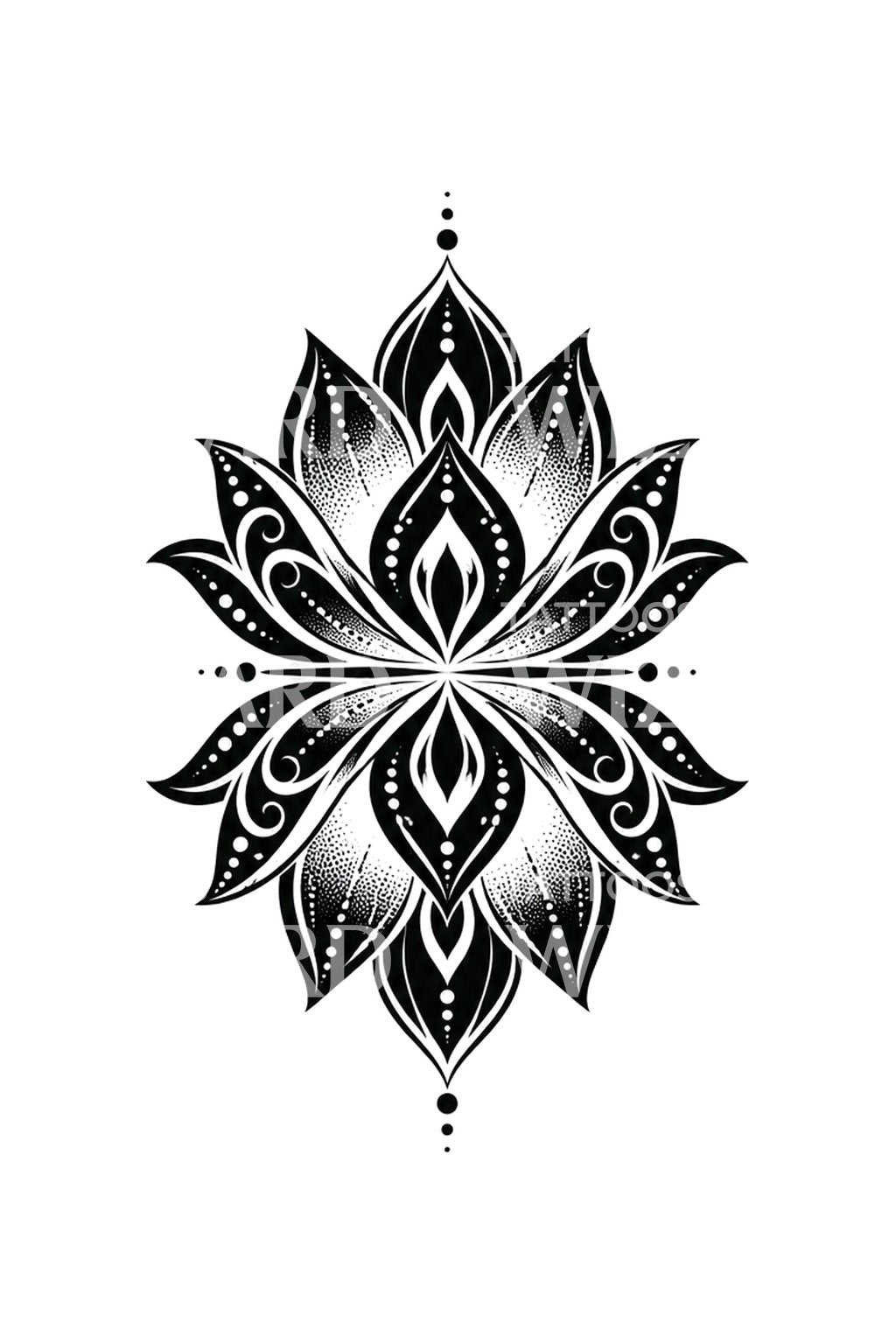 Peilattu lootustimantti blackwork-tatuointina