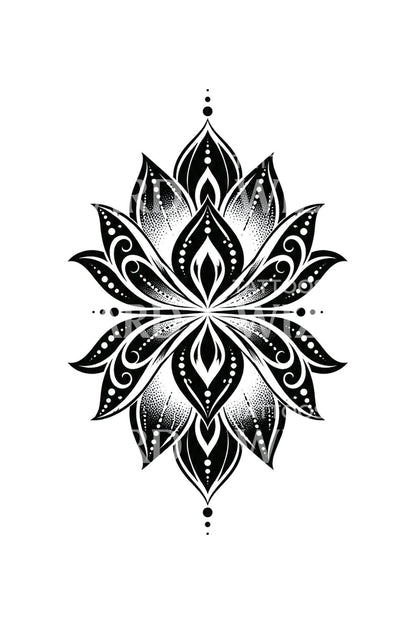 Peilattu lootustimantti blackwork-tatuointina