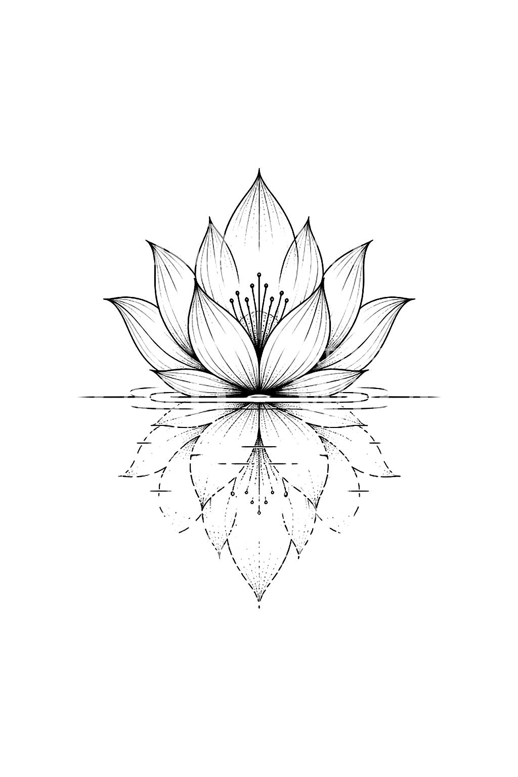 Tattoo-idé med spejlet lotus