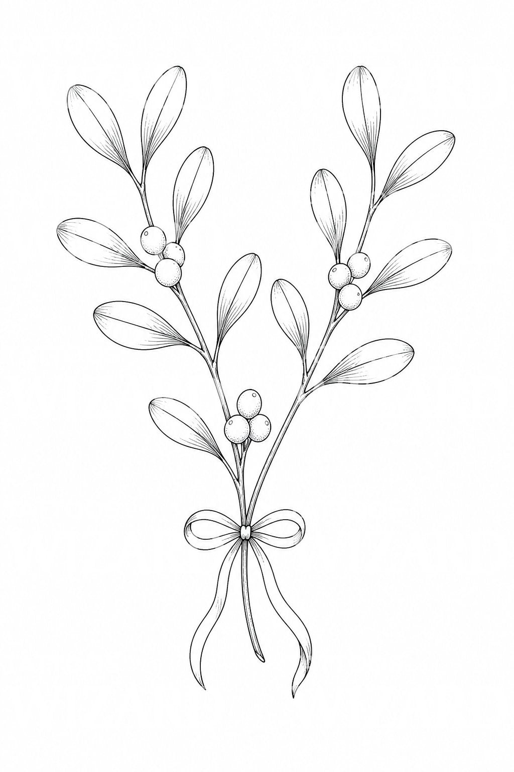 Mistletoe Sprig with Ribbon Tattoo Design