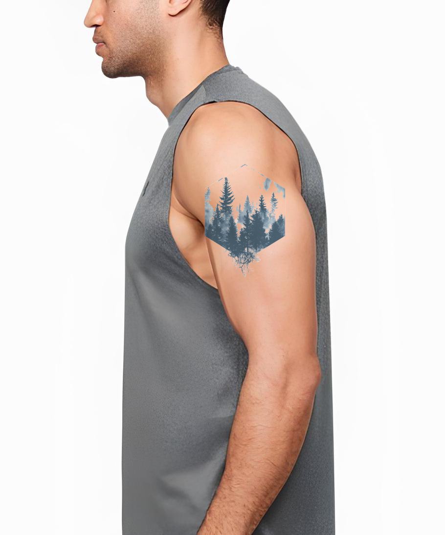 Misty Forest Hexagon Tattoo Design
