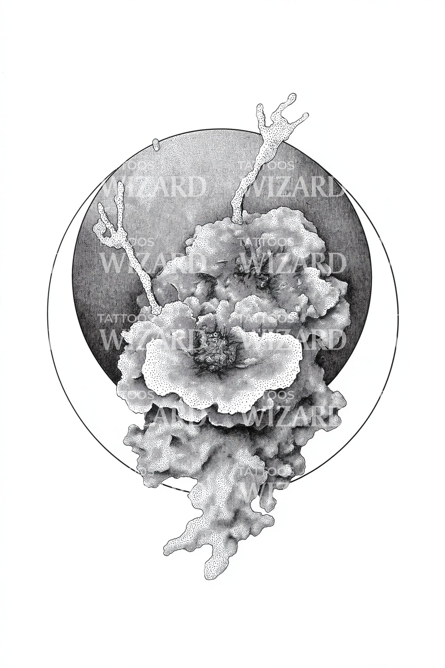 Misty Spore Planet Tattoo Illustration