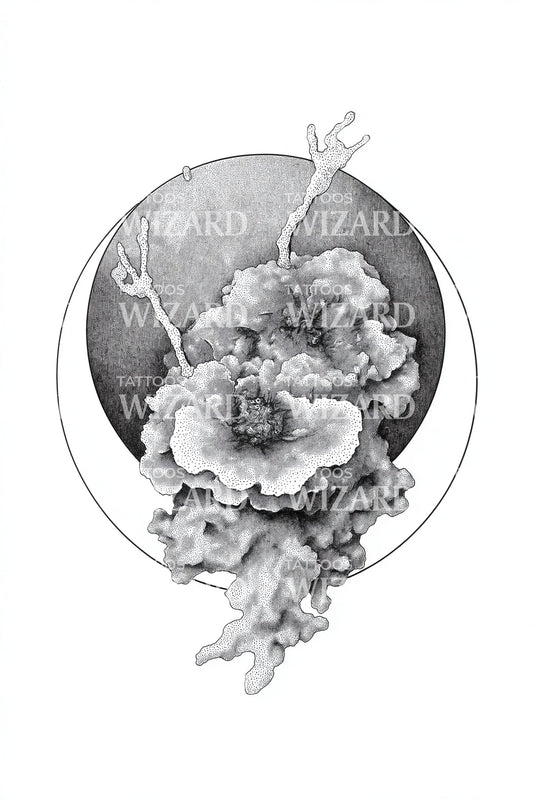 Misty Spore Planet Tattoo Illustration