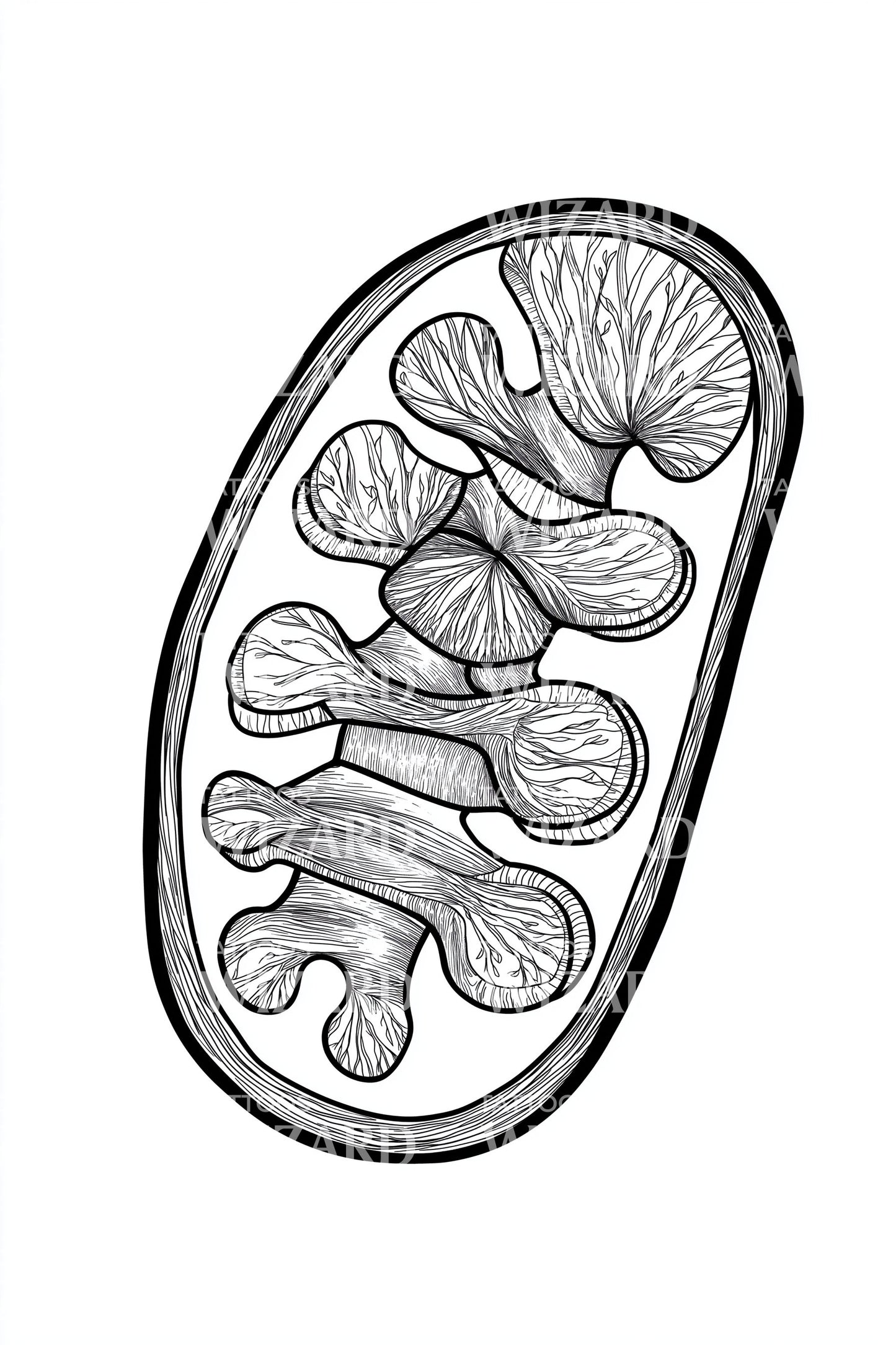 Mitochondria Line Study Tattoo Design