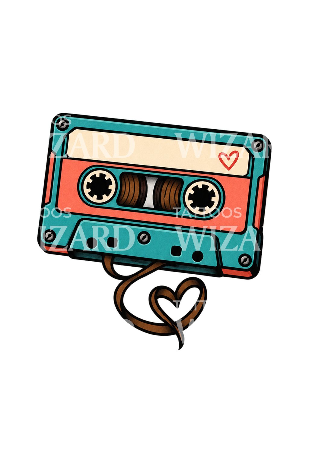Mixtape Cassette Heart Tattoo Design