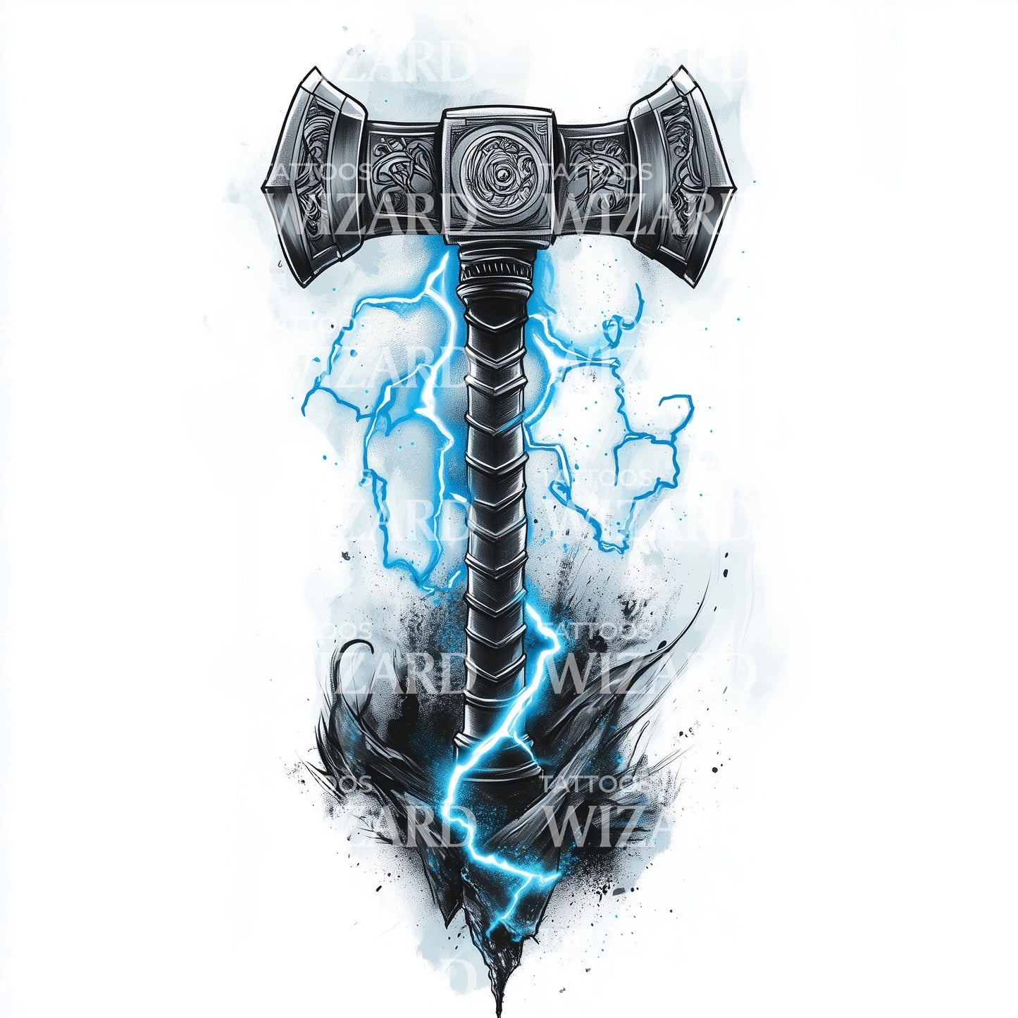 Mjolnir Lightning Tattoo Design