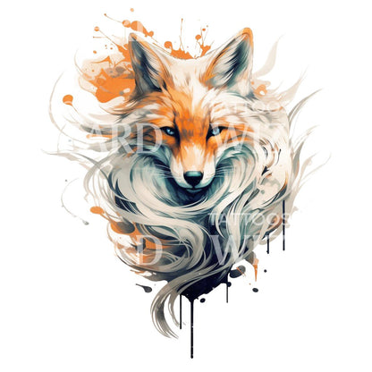 Watercolor Fox Tattoo Design