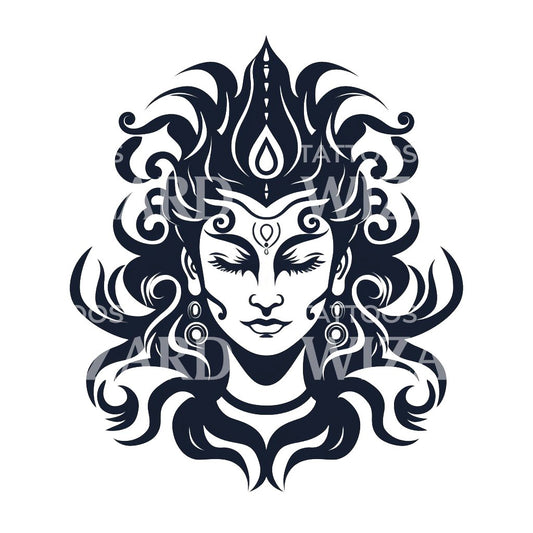 Shiva Goddess Head Tattoo Design