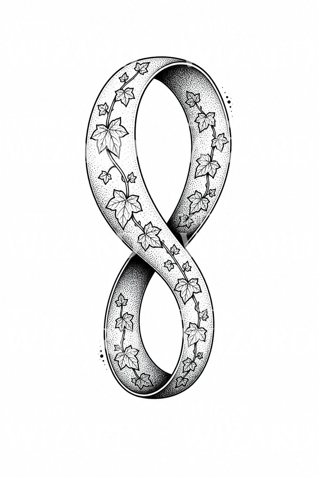 Mobius Ribbon with Ivy Tattoo Illustration