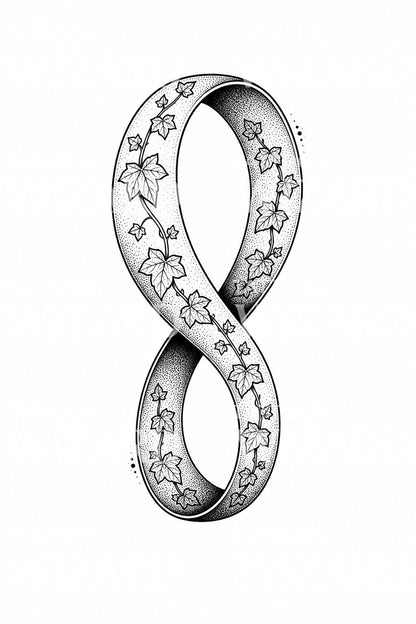 Mobius Ribbon with Ivy Tattoo Illustration