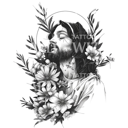 Ein modernes Tattoo-Design mit Jesus-Darstellung