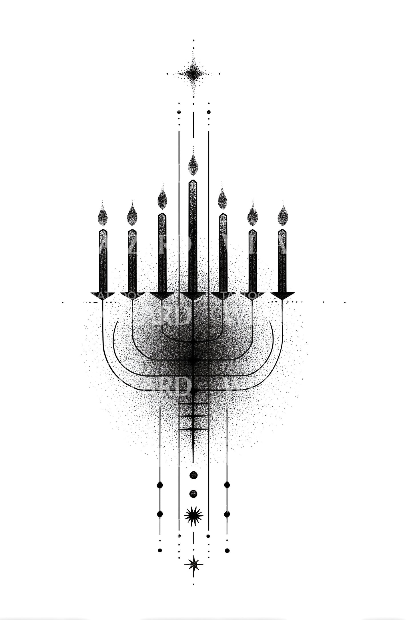 Modern Minimal Menorah Tattoo Design