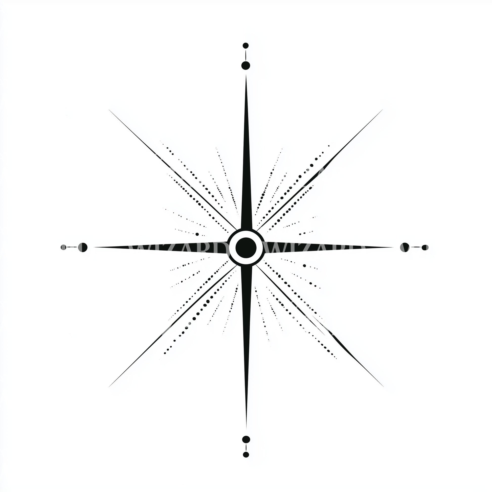 Modern Star Compass Tattoo Design