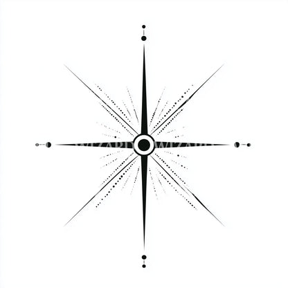 Modern Star Compass Tattoo Design