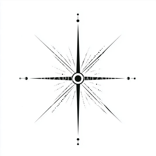 Modern Star Compass Tattoo Design