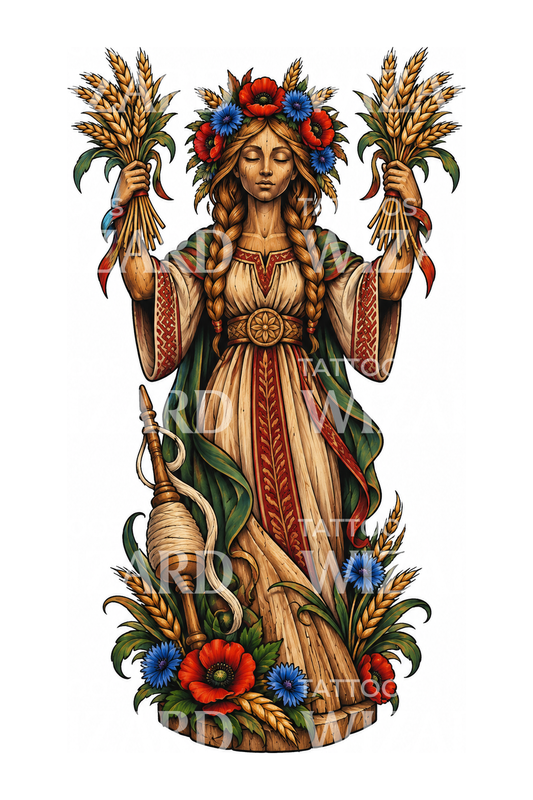 Mokosh, diosa eslava Madre Tierra, diseño de tatuaje