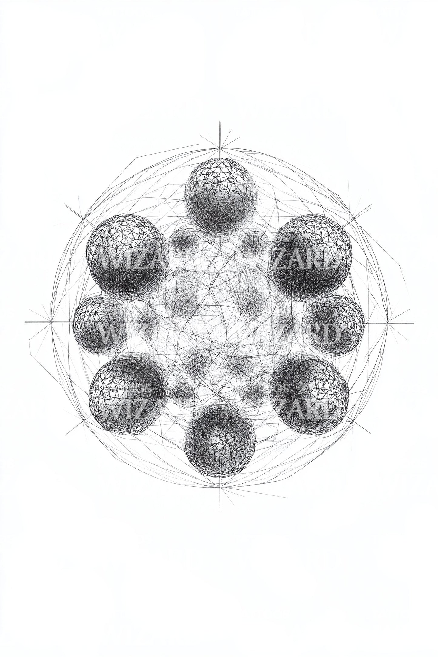 Molecular Orbit Sphere Tattoo Design
