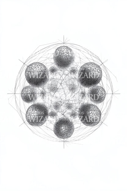 Molecular Orbit Sphere Tattoo Design