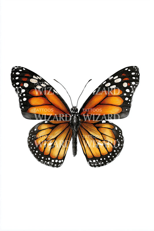 Monarch Butterfly Color Tattoo Illustration