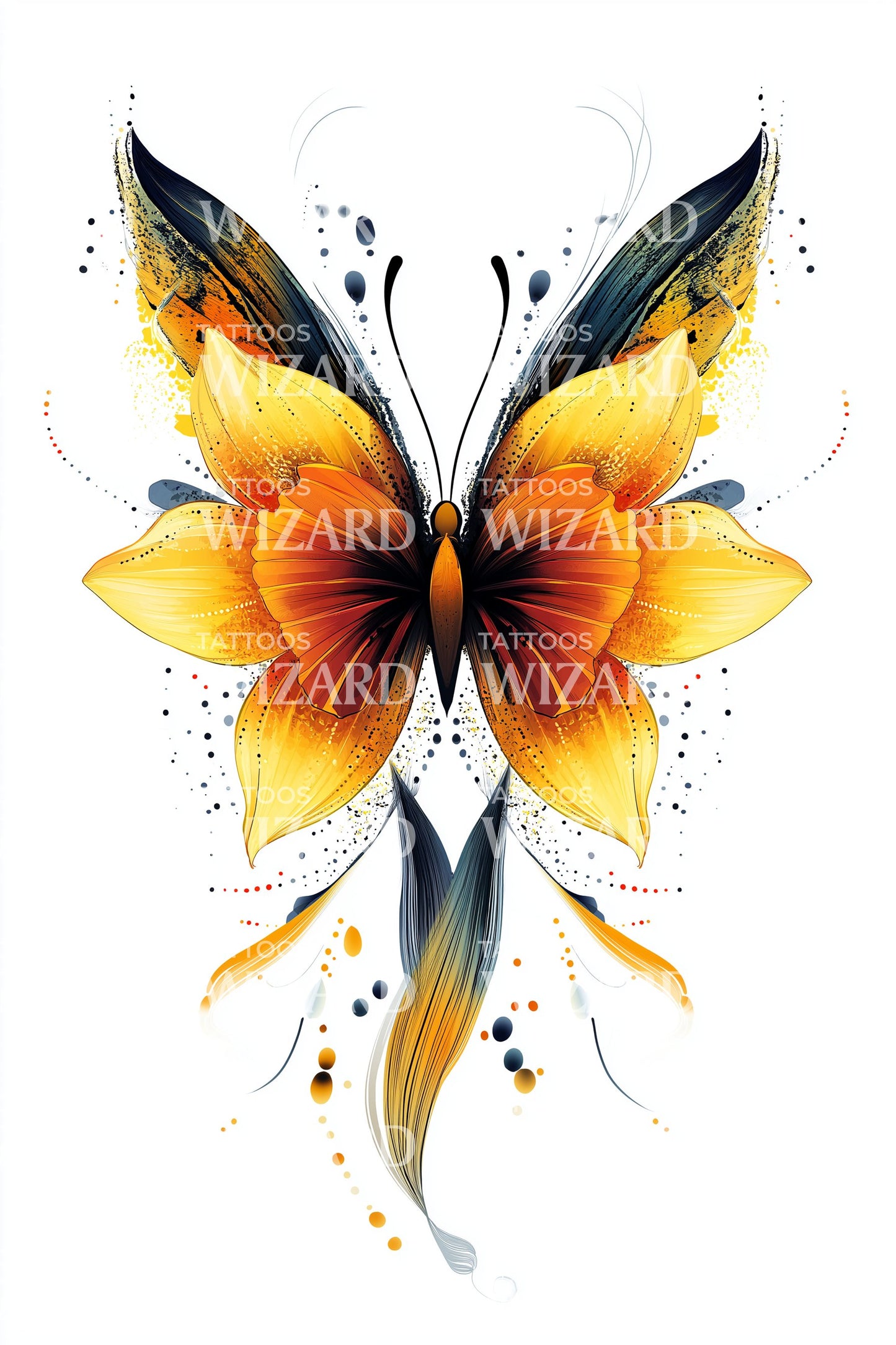 Monarch Petal Butterfly Tattoo Design