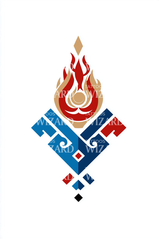 Mongolian Soyombo Flame Tattoo Design