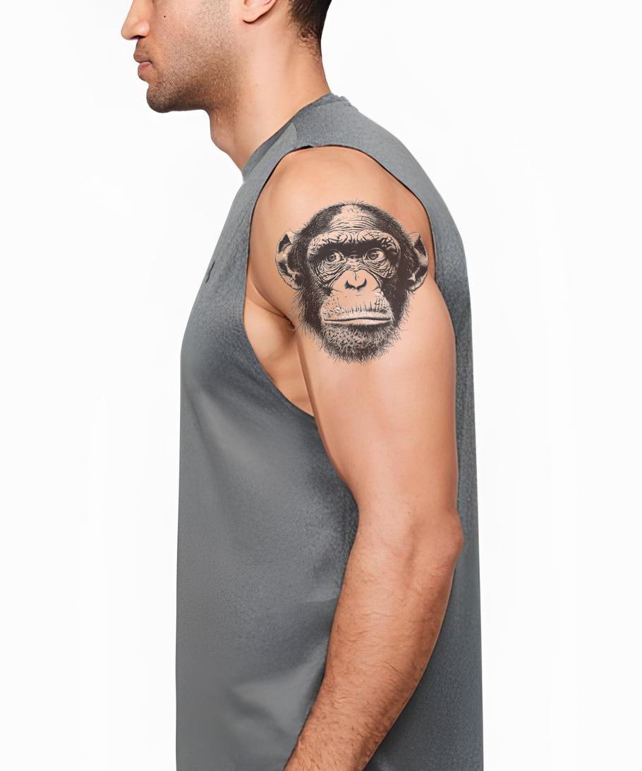 Monkey Face Ink Tattoo Idea