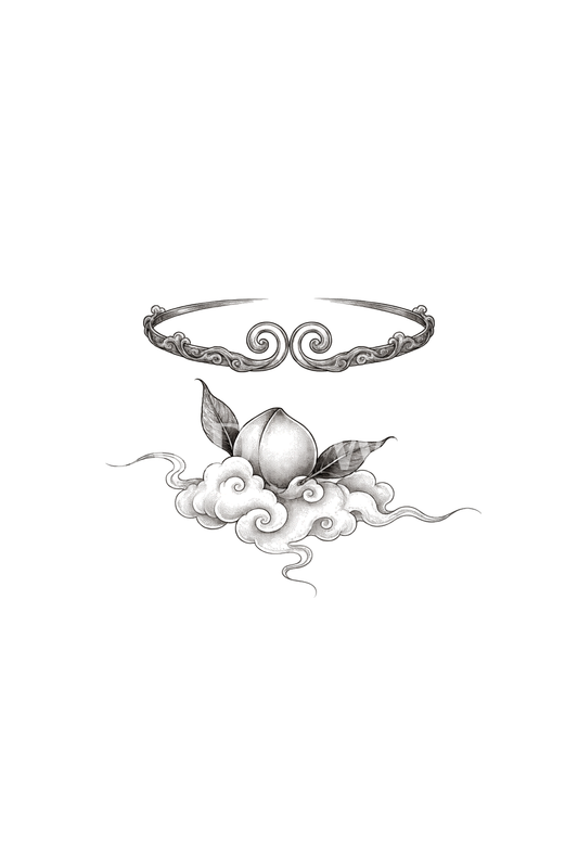 Monkey King Circlet and Immortal Peach Line Tattoo