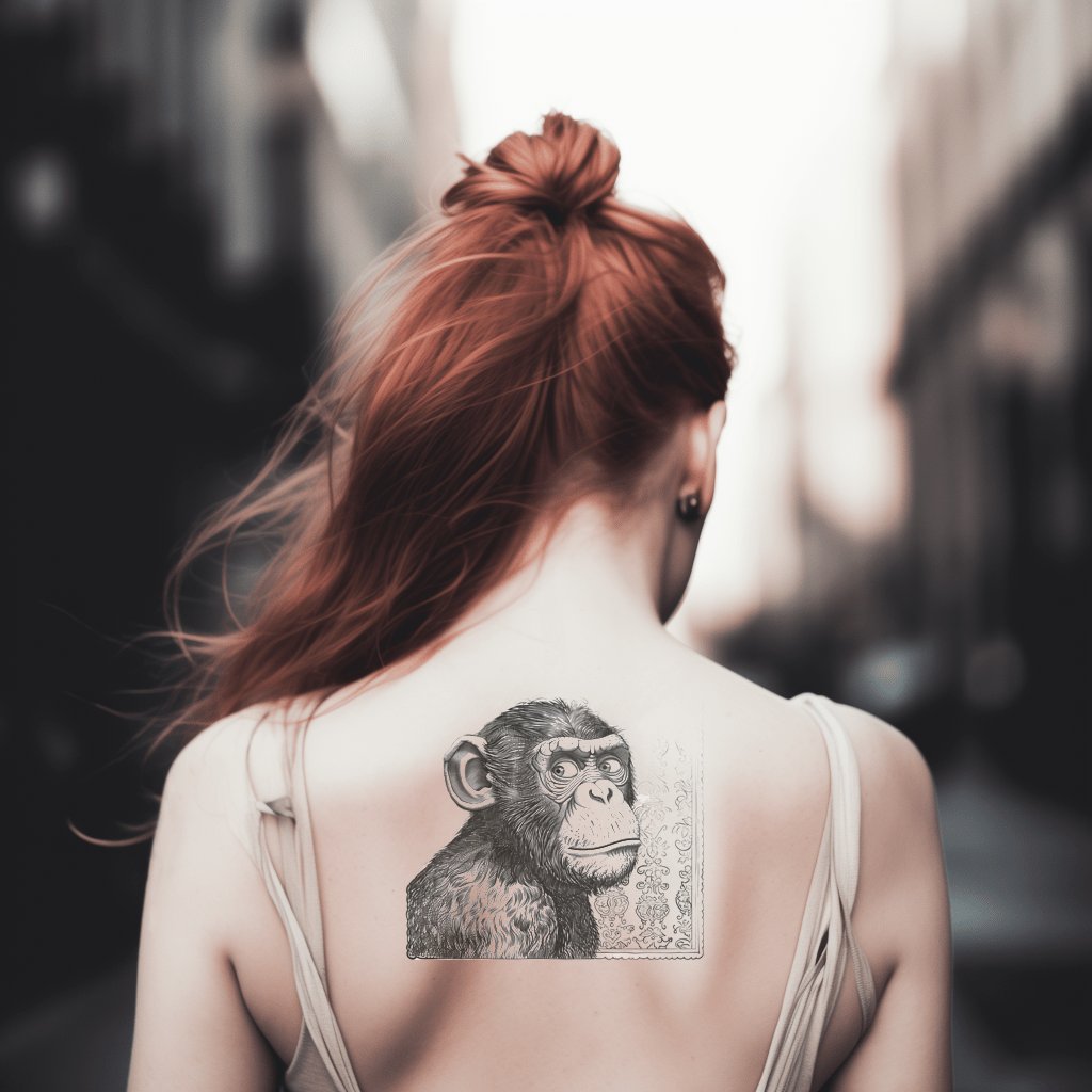 Vintage Monkey Stamp Tattoo Idea